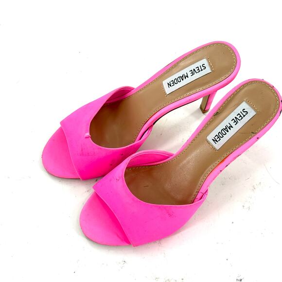 Steve Madden Erin Mule Heels 6 Pink Slip On Pumps Glam Cocktail Going Out - Picture 5 of 7